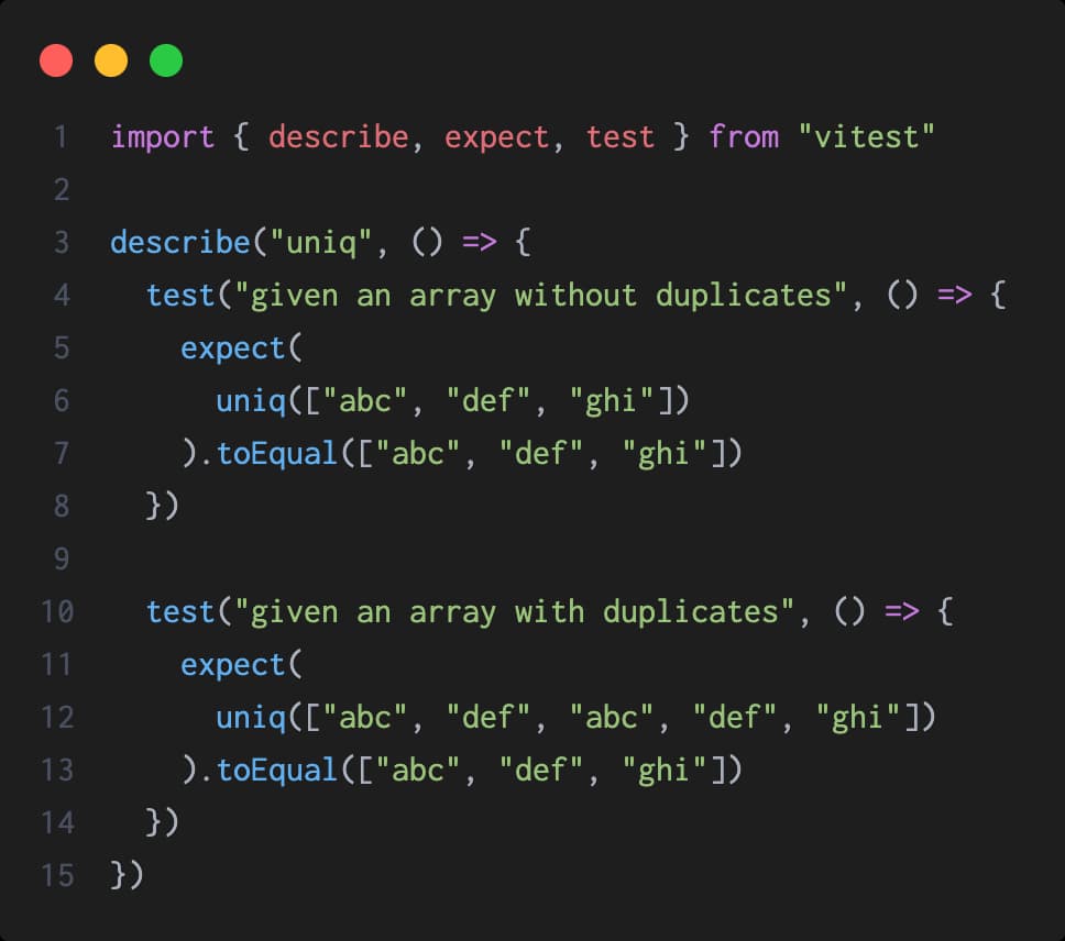 Example unit test